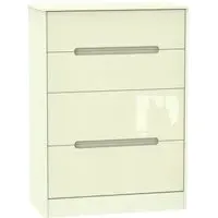 Monaco 4 Drawer Deep Chest - Cream Gloss