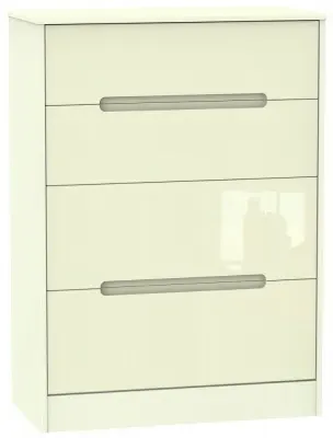 Monaco 4 Drawer Deep Chest - Cream Gloss
