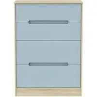 Monaco 4 Drawer Deep Chest - Denim, Oak Effect