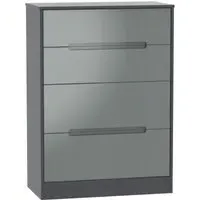 Monaco 4 Drawer Deep Chest - Grey Gloss, Graphite