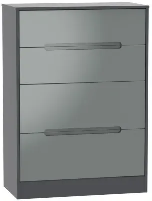 Monaco 4 Drawer Deep Chest - Grey Gloss, Graphite