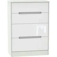 Monaco 4 Drawer Deep Chest - White, Cashmere