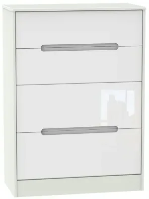 Monaco 4 Drawer Deep Chest - White, Cashmere image