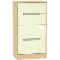 Monaco 4-Drawer Deep Midi Chest - Cream, Light Oak