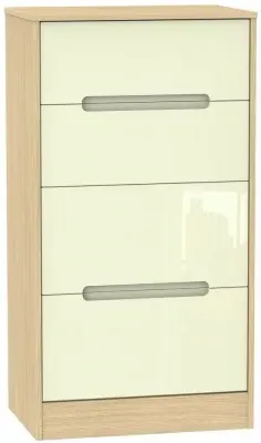 Monaco 4-Drawer Deep Midi Chest - Cream, Light Oak