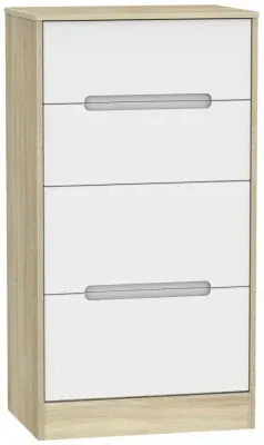 Monaco 4 Drawer Deep Midi Chest - White, Oak Effect
