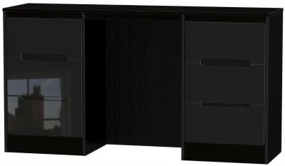 Monaco 6 Drawer Double Dressing Table - Black