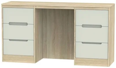 Monaco 6 Drawer Double Dressing Table - Cashmere, Oak