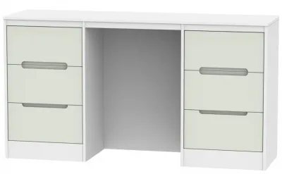 Monaco 6 Drawer Double Dressing Table - Cashmere, White