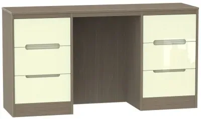 Monaco 6 Drawer Double Dressing Table - Cream, Toronto Walnut