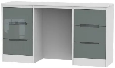 Monaco 6 Drawer Double Dressing Table - Grey, White