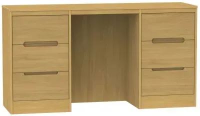 Monaco 6 Drawer Double Dressing Table - Oak