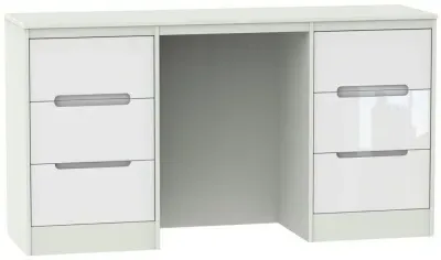 Monaco 6 Drawer Double Dressing Table - White