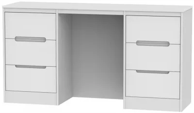 Monaco 6 Drawer Double Dressing Table - White