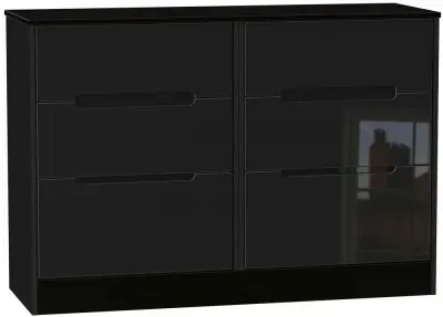 Monaco 6 Drawer Midi Chest - Black