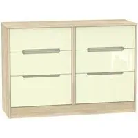 Monaco 6 Drawer Midi Chest - Cream, Oak Effect
