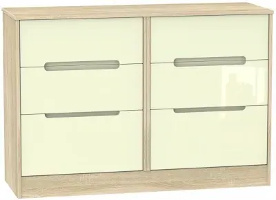 Monaco 6 Drawer Midi Chest - Cream, Oak Effect