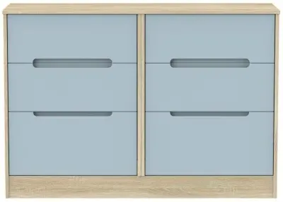 Monaco 6 Drawer Midi Chest - Denim, Oak
