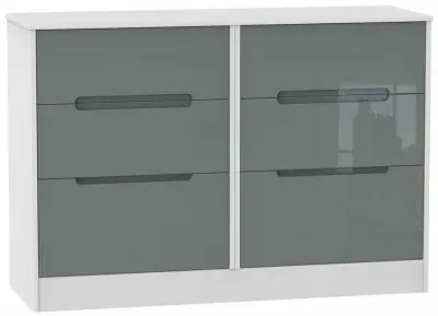 Monaco 6 Drawer Midi Chest - Grey, White