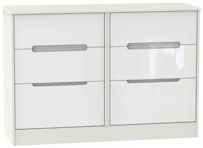 Monaco 6 Drawer Midi Chest - White, Cashmere image