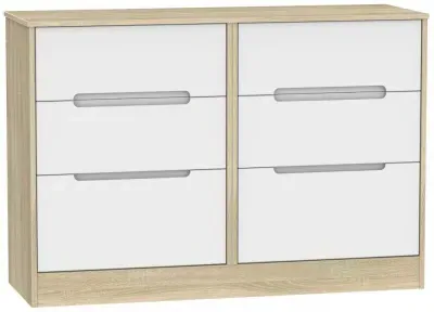 Monaco 6 Drawer Midi Chest - White, Oak Effect image