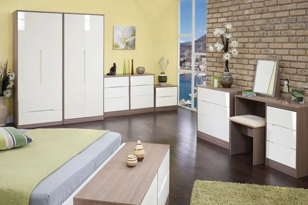 Monaco Bed Box with Storage - Cream, Walnut