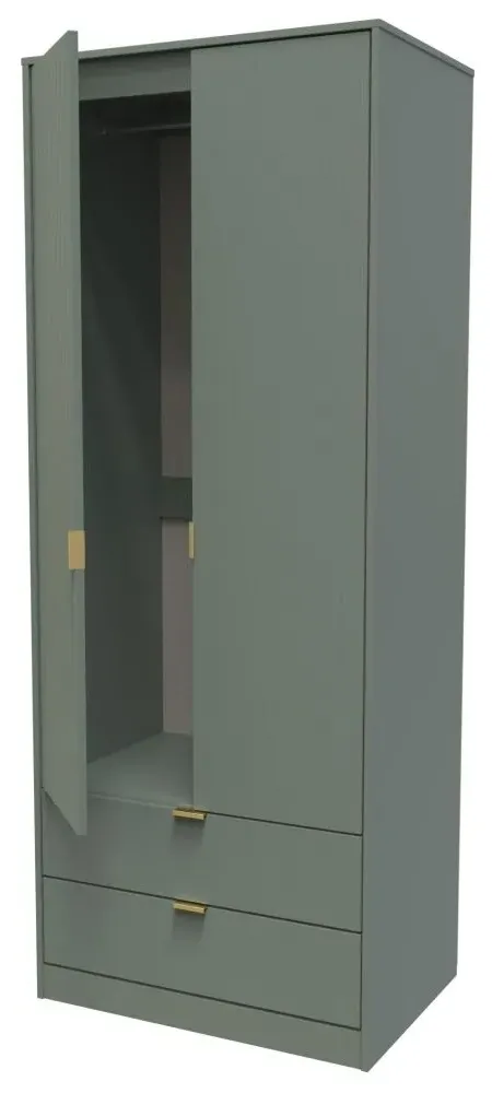 Nashville 2 Door 2 Drawer Tall Wardrobe - Reed Green
