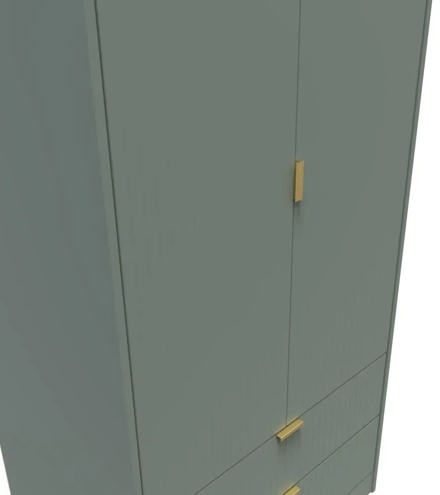 Nashville 2 Door 2 Drawer Tall Wardrobe - Reed Green
