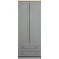 Norfolk 2 Door 2 Drawer Double Wardrobe - Grey, Oak Effect