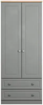 Norfolk 2 Door 2 Drawer Double Wardrobe - Grey, Oak Effect