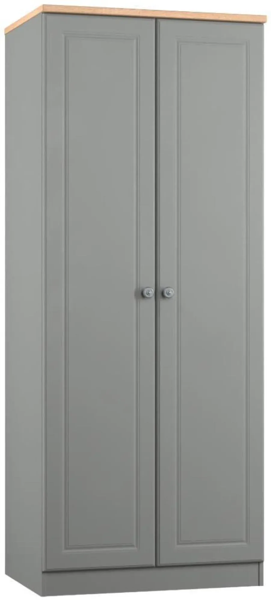 Norfolk 2 Door Wardrobe - Grey, Oak Effect