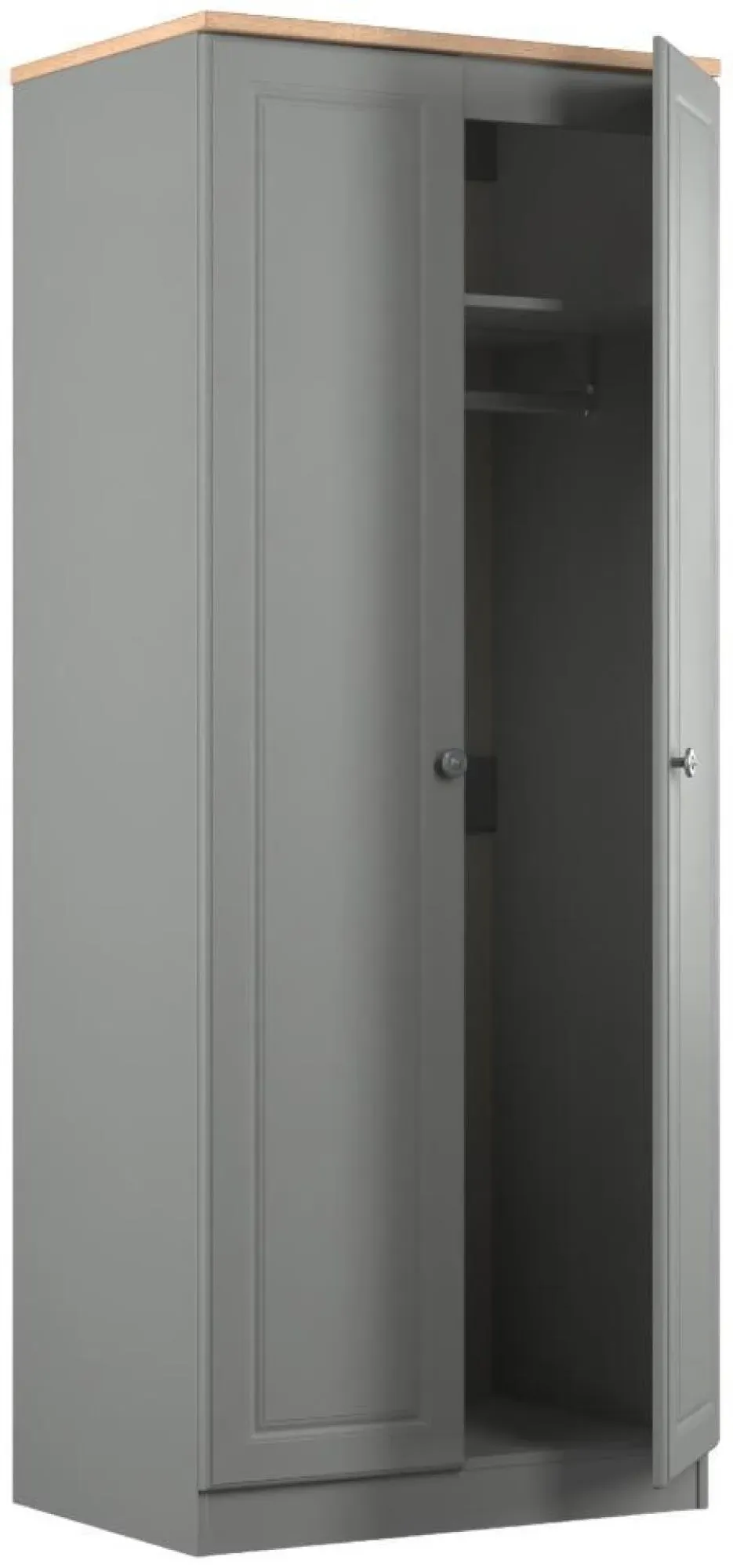 Norfolk 2 Door Wardrobe - Grey, Oak Effect