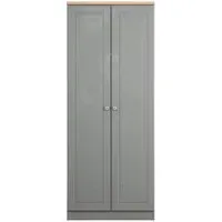 Norfolk 2 Door Wardrobe - Grey, Oak Effect