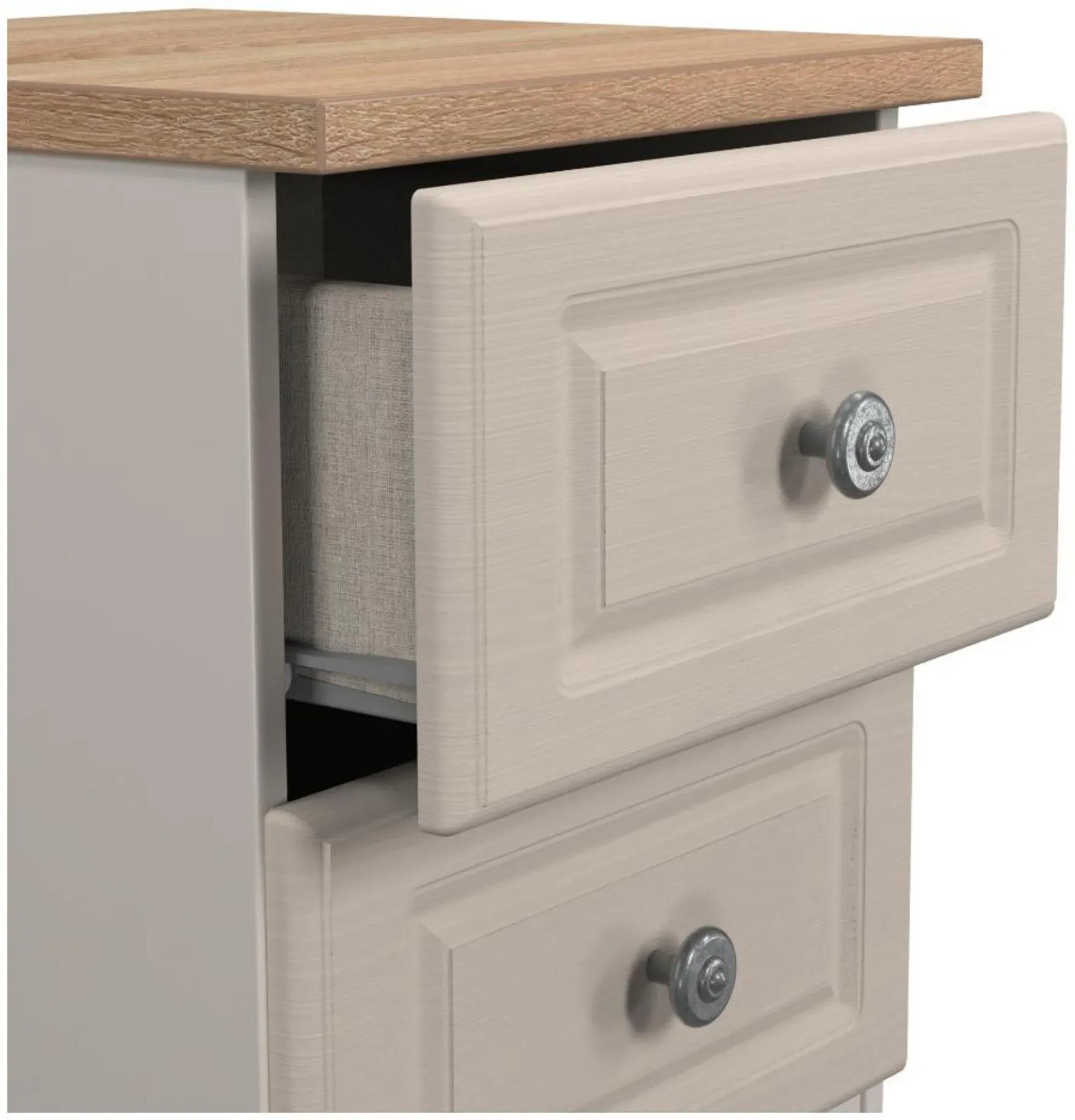 Norfolk 2 Drawer Bedside Cabinet - Cashmere, Oak Effect