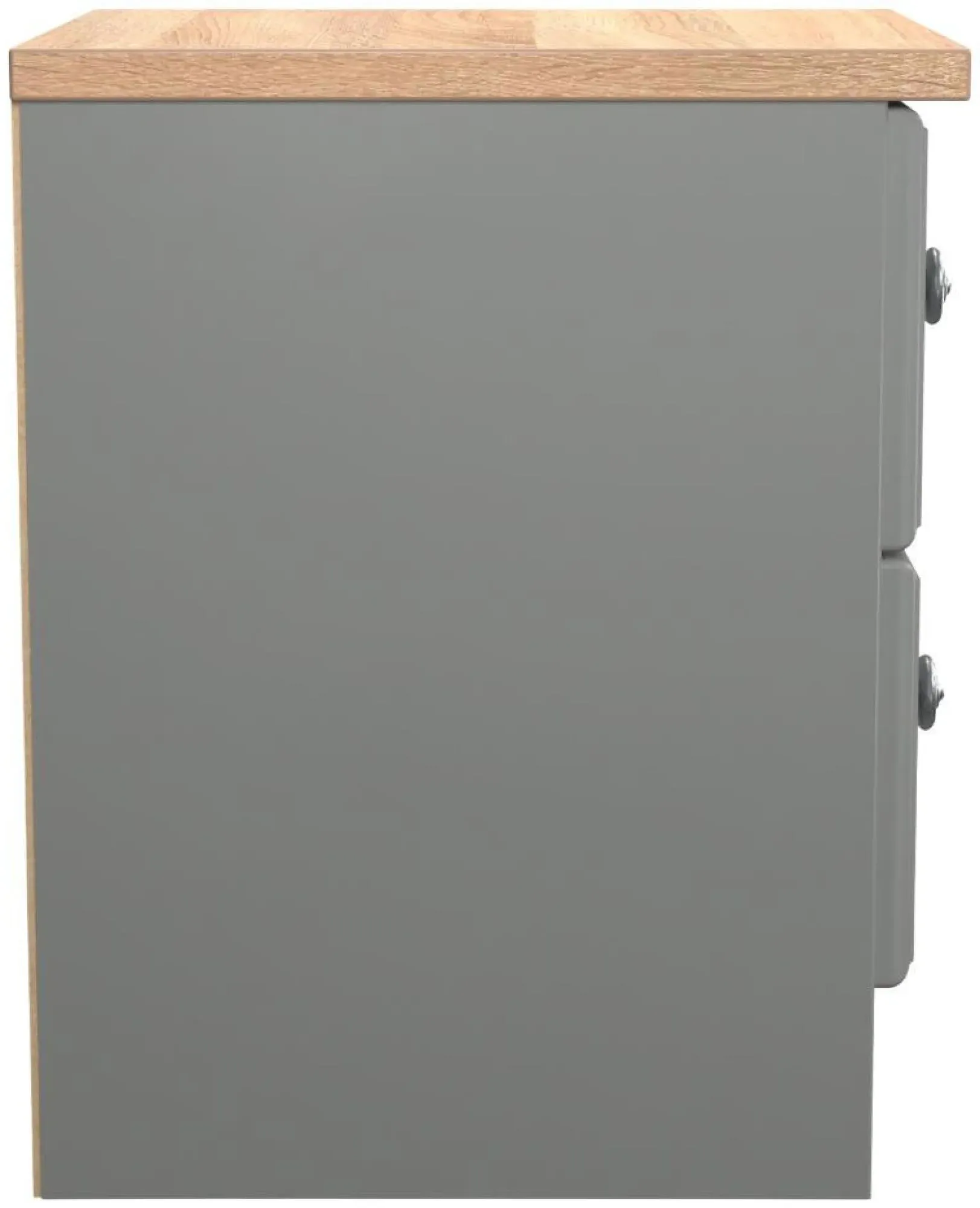 Norfolk 2 Drawer Bedside Cabinet - Grey, Oak Effect