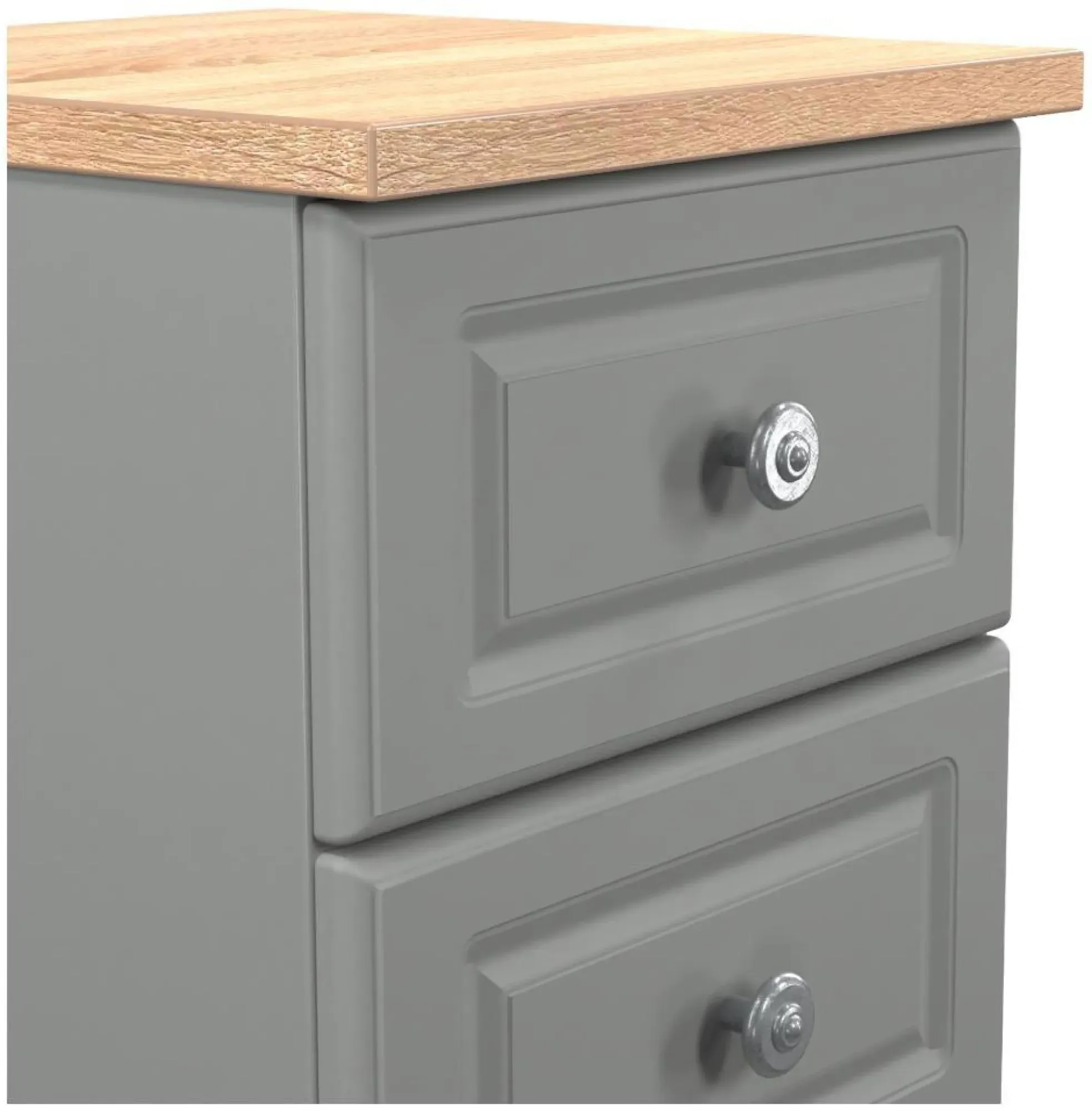 Norfolk 2 Drawer Bedside Cabinet - Grey, Oak Effect