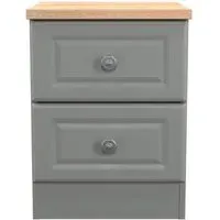Norfolk 2 Drawer Bedside Cabinet - Grey, Oak Effect