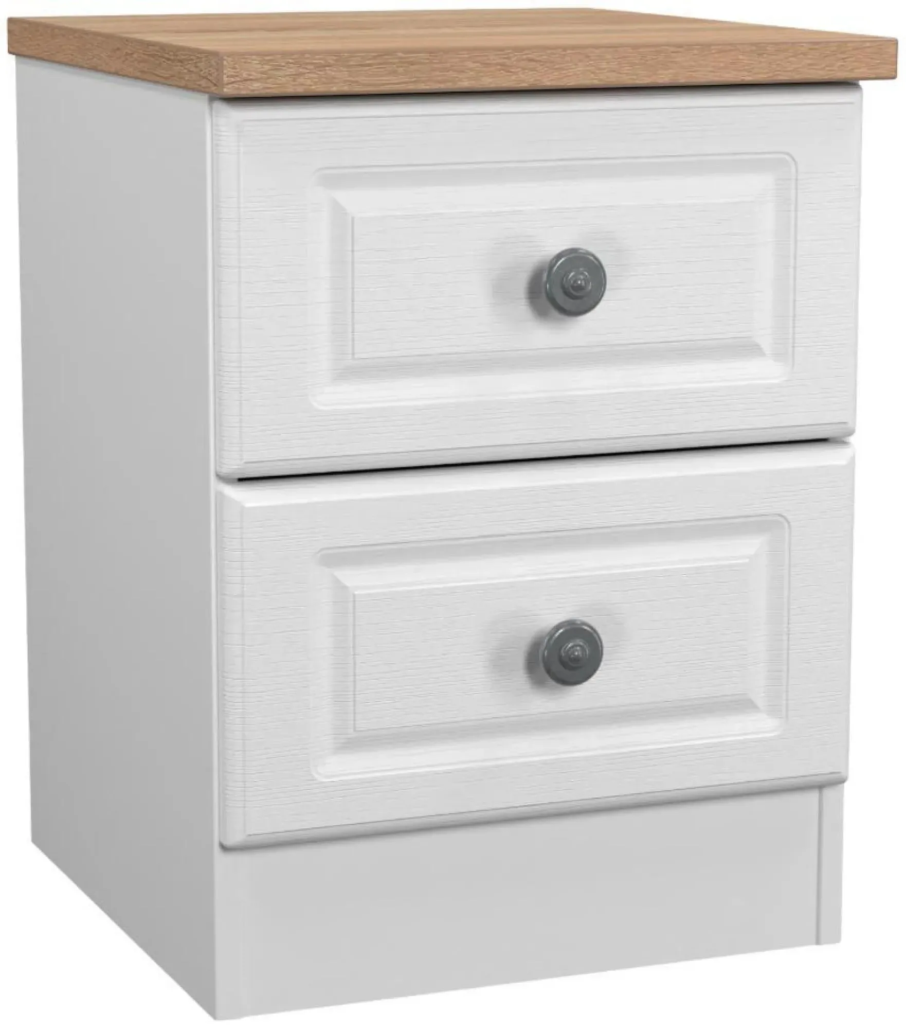 Norfolk 2 Drawer Bedside Cabinet - White, Oak
