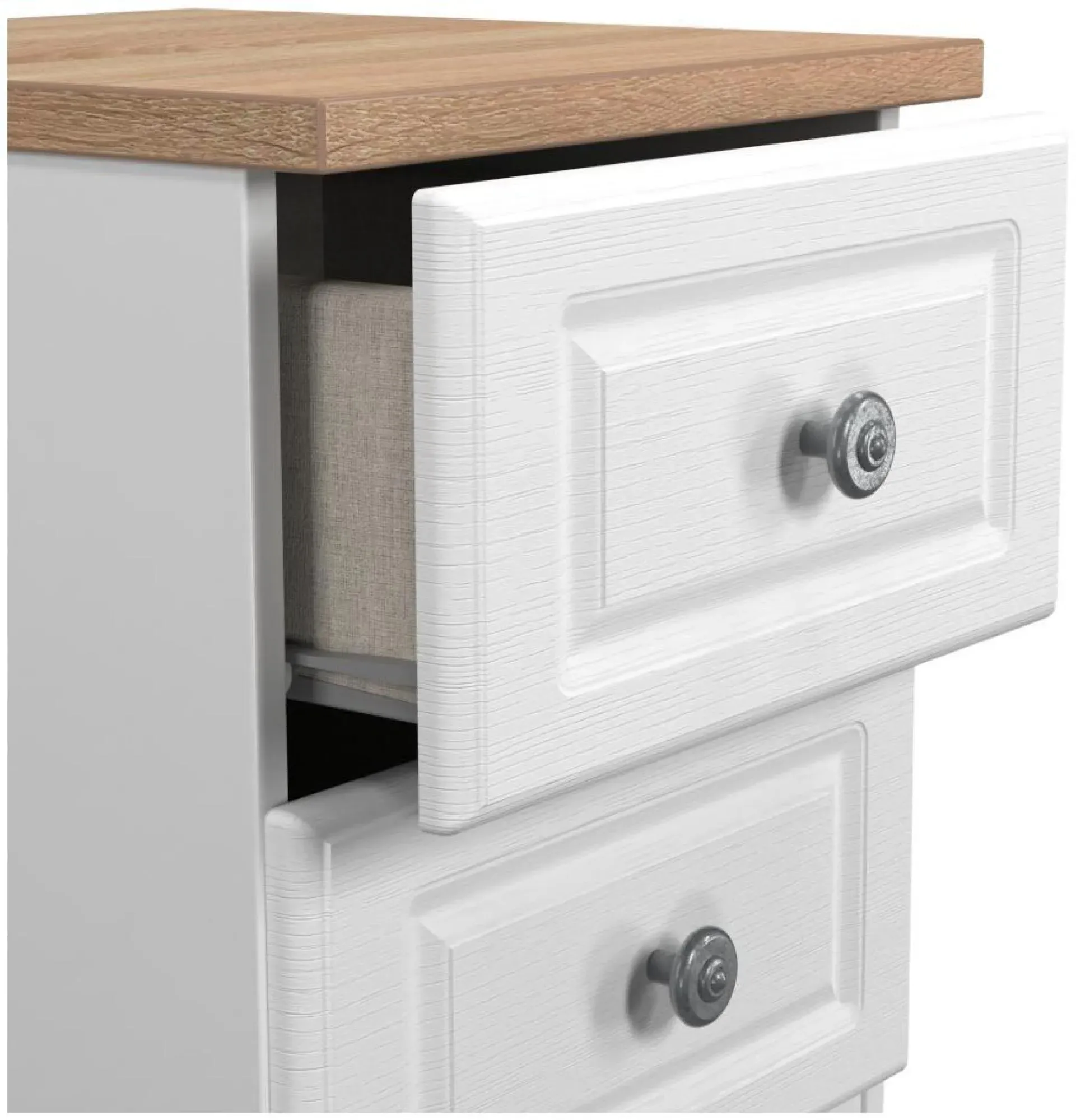 Norfolk 2 Drawer Bedside Cabinet - White, Oak