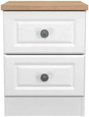 Norfolk 2 Drawer Bedside Cabinet - White, Oak