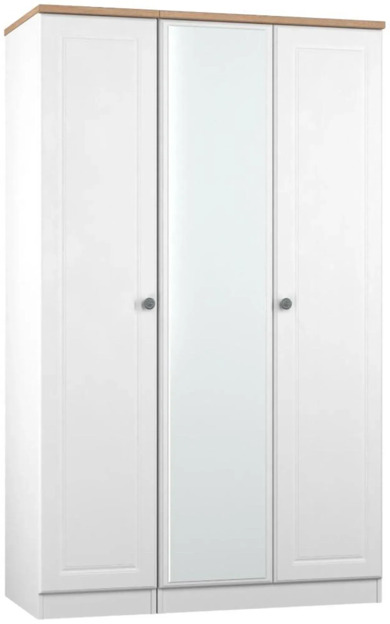 Norfolk 3-Door Wardrobe with Mirror - White