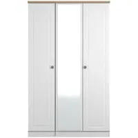 Norfolk 3-Door Wardrobe with Mirror - White