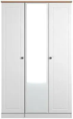 Norfolk 3-Door Wardrobe with Mirror - White