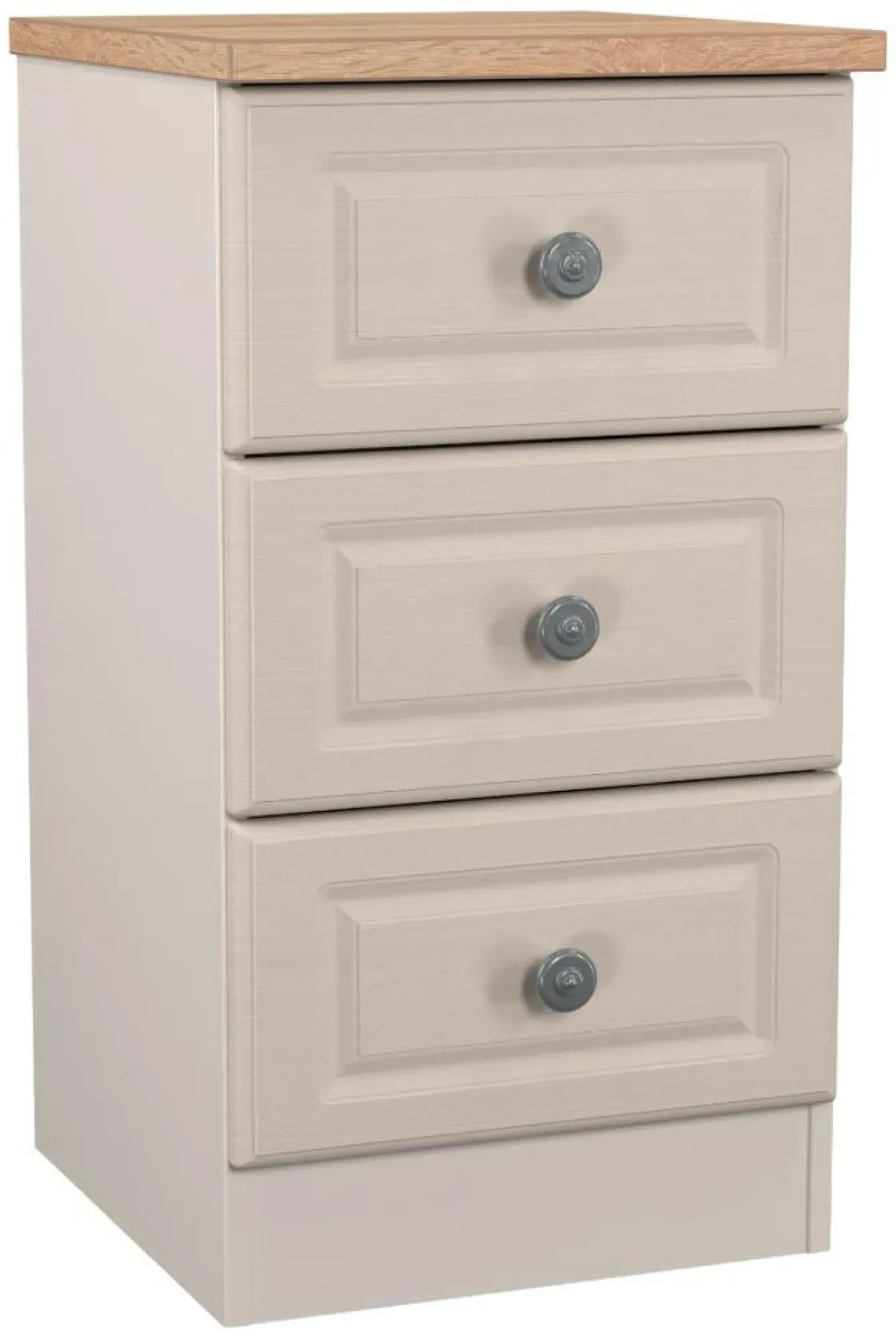 Norfolk 3 Drawer Bedside Cabinet - Cashmere, Oak