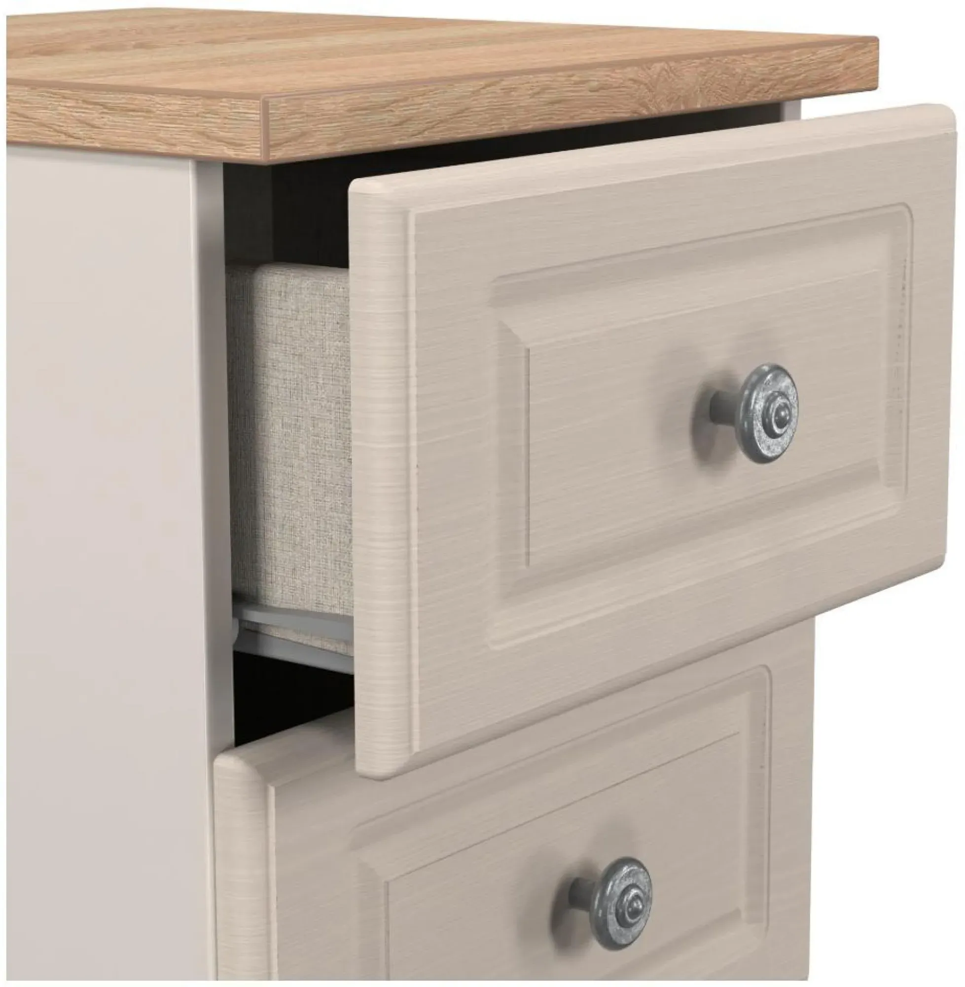Norfolk 3 Drawer Bedside Cabinet - Cashmere, Oak