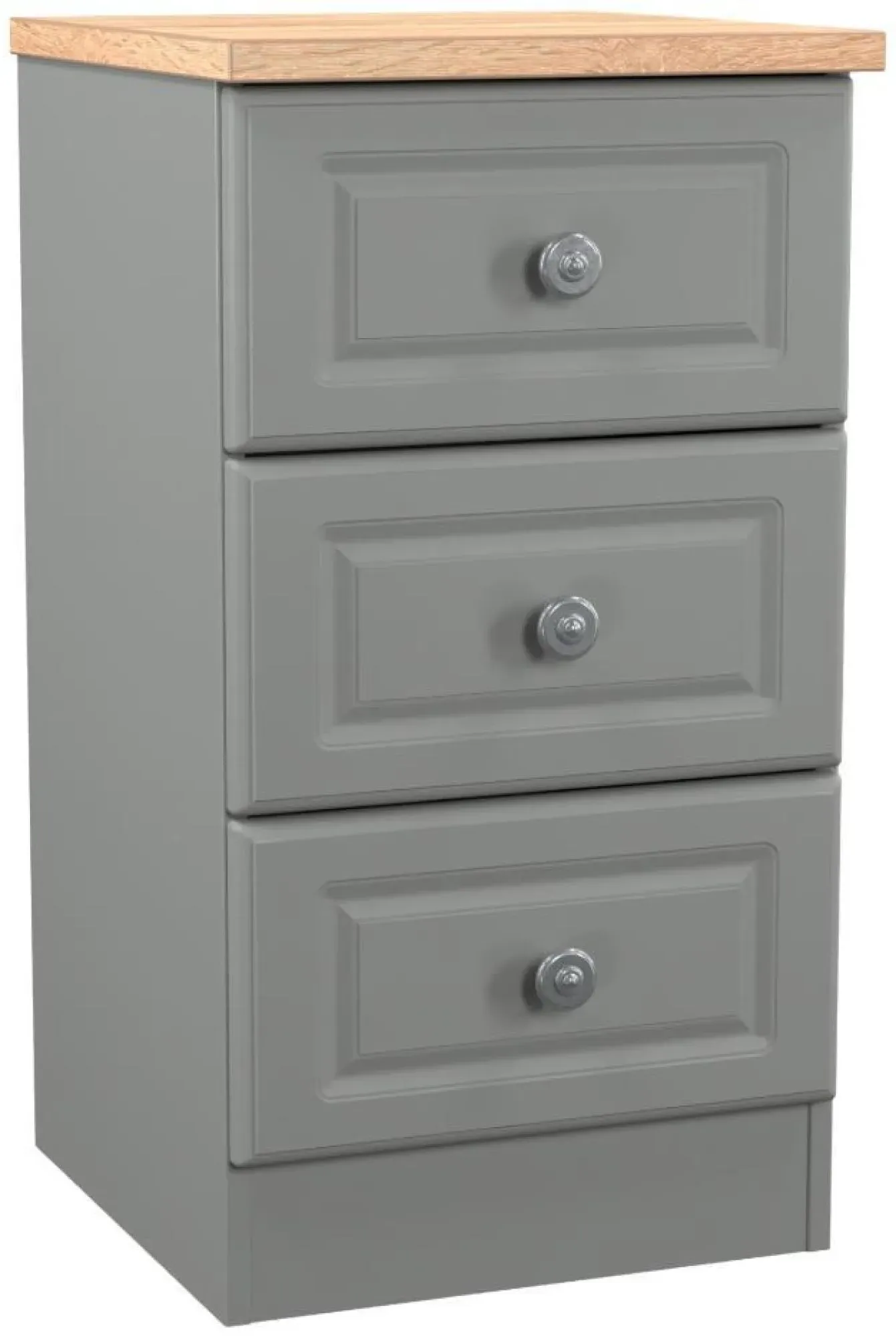 Norfolk 3 Drawer Bedside Cabinet - Grey, Oak