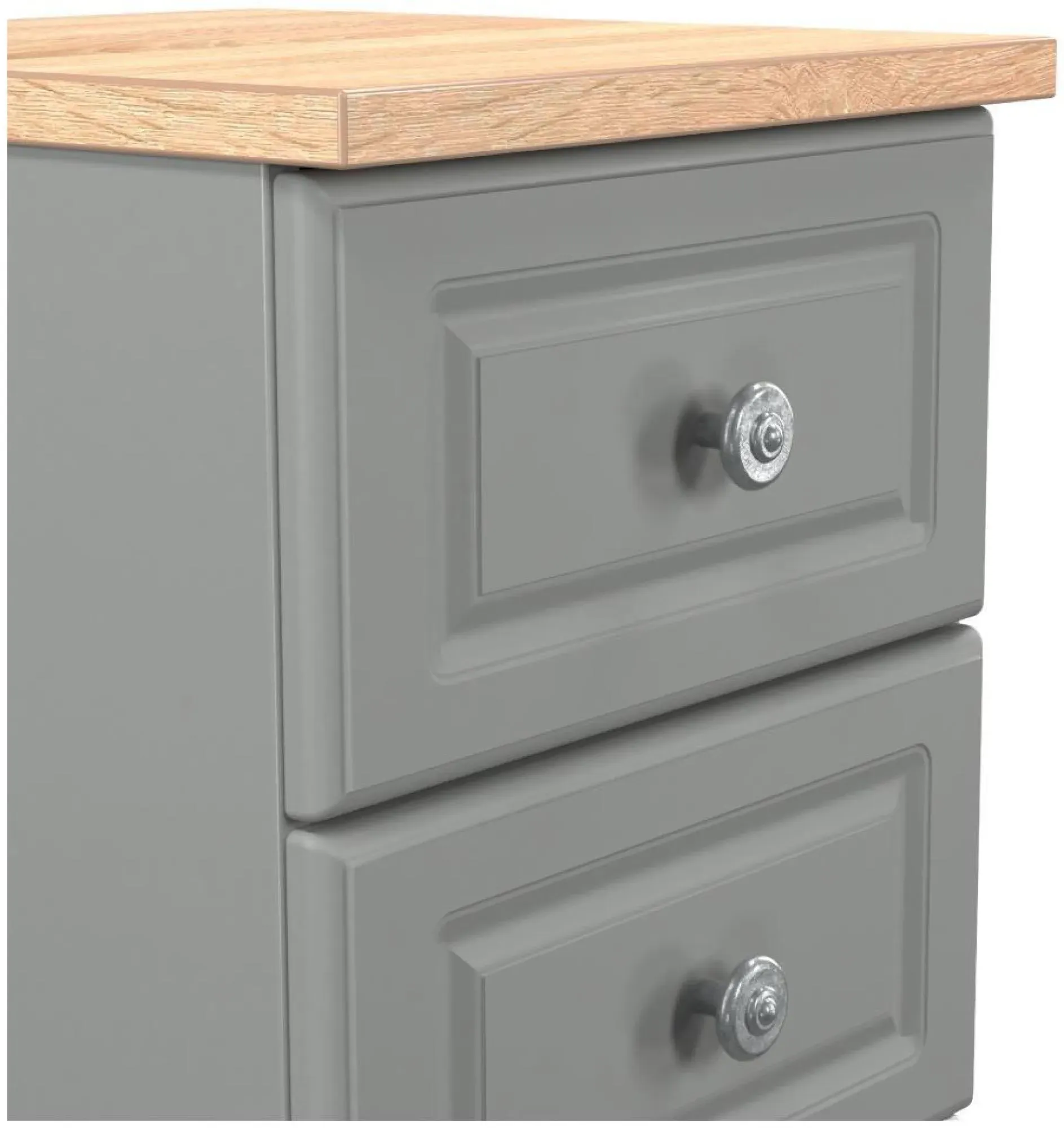 Norfolk 3 Drawer Bedside Cabinet - Grey, Oak