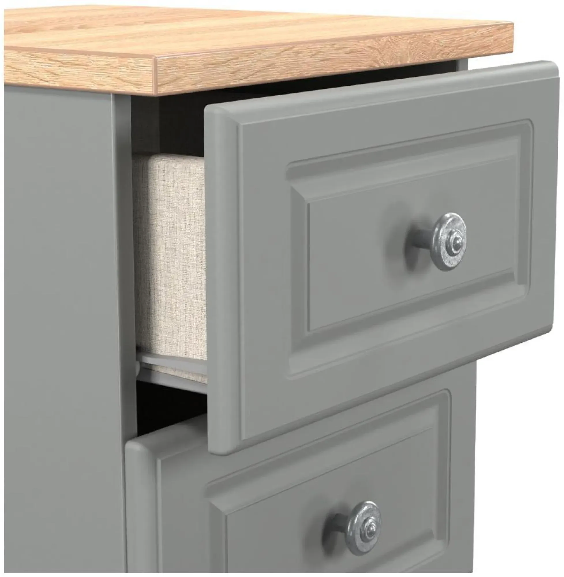 Norfolk 3 Drawer Bedside Cabinet - Grey, Oak
