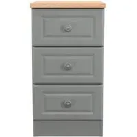 Norfolk 3 Drawer Bedside Cabinet - Grey, Oak