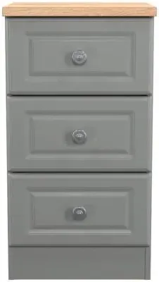 Norfolk 3 Drawer Bedside Cabinet - Grey, Oak